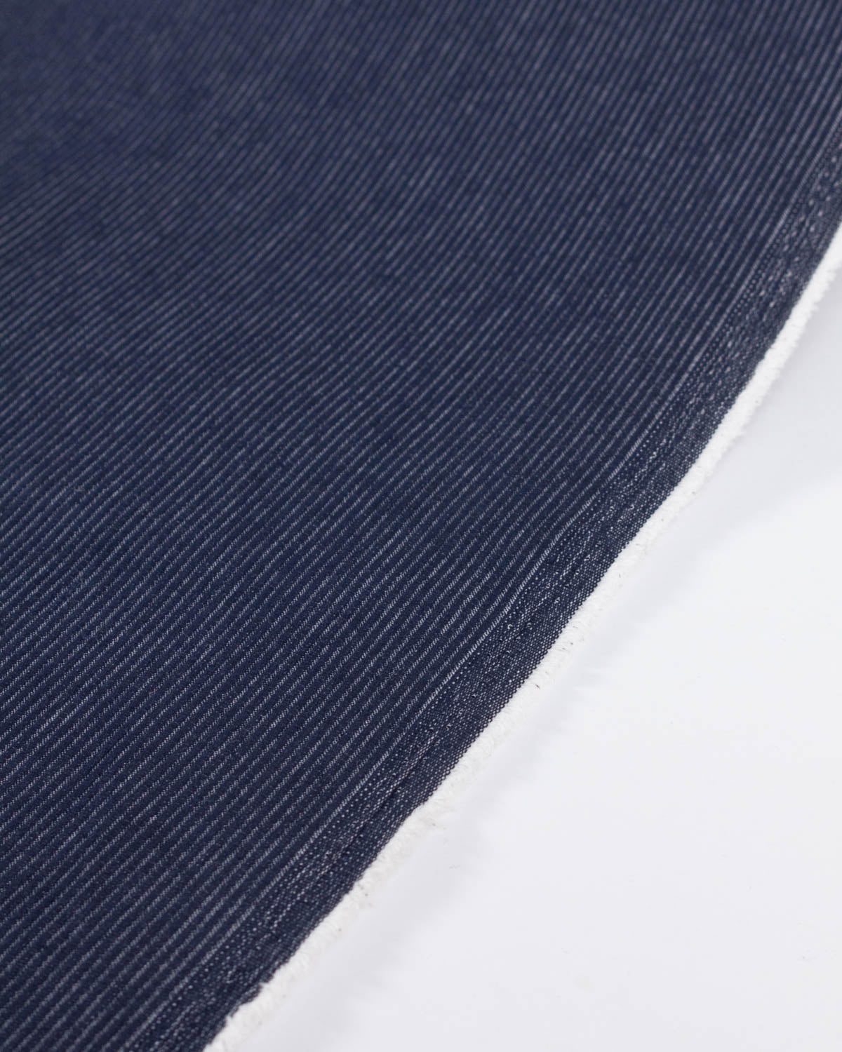 Corded Stripe Stretch Denim Fabric - Indigo