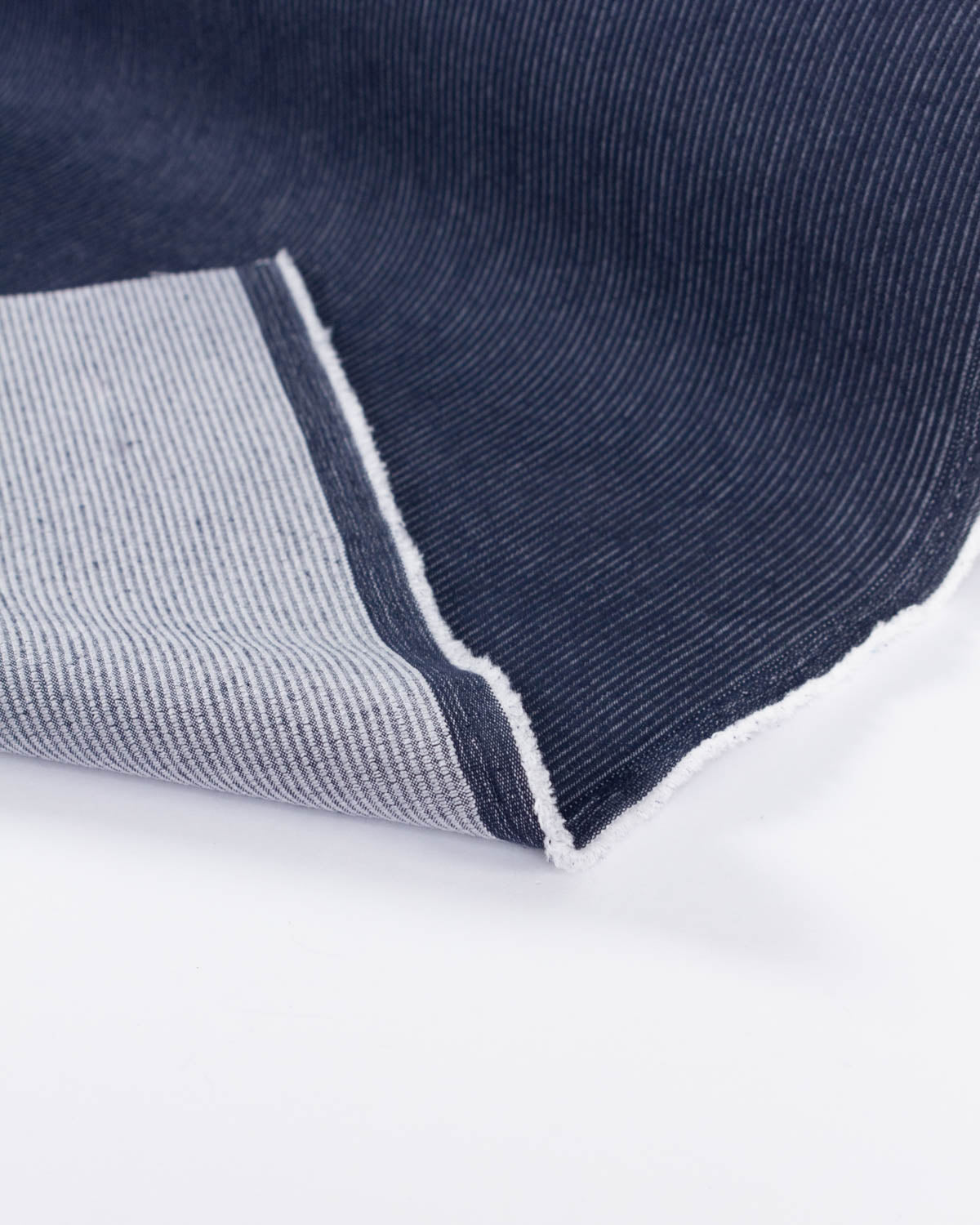 Corded Stripe Stretch Denim Fabric - Indigo