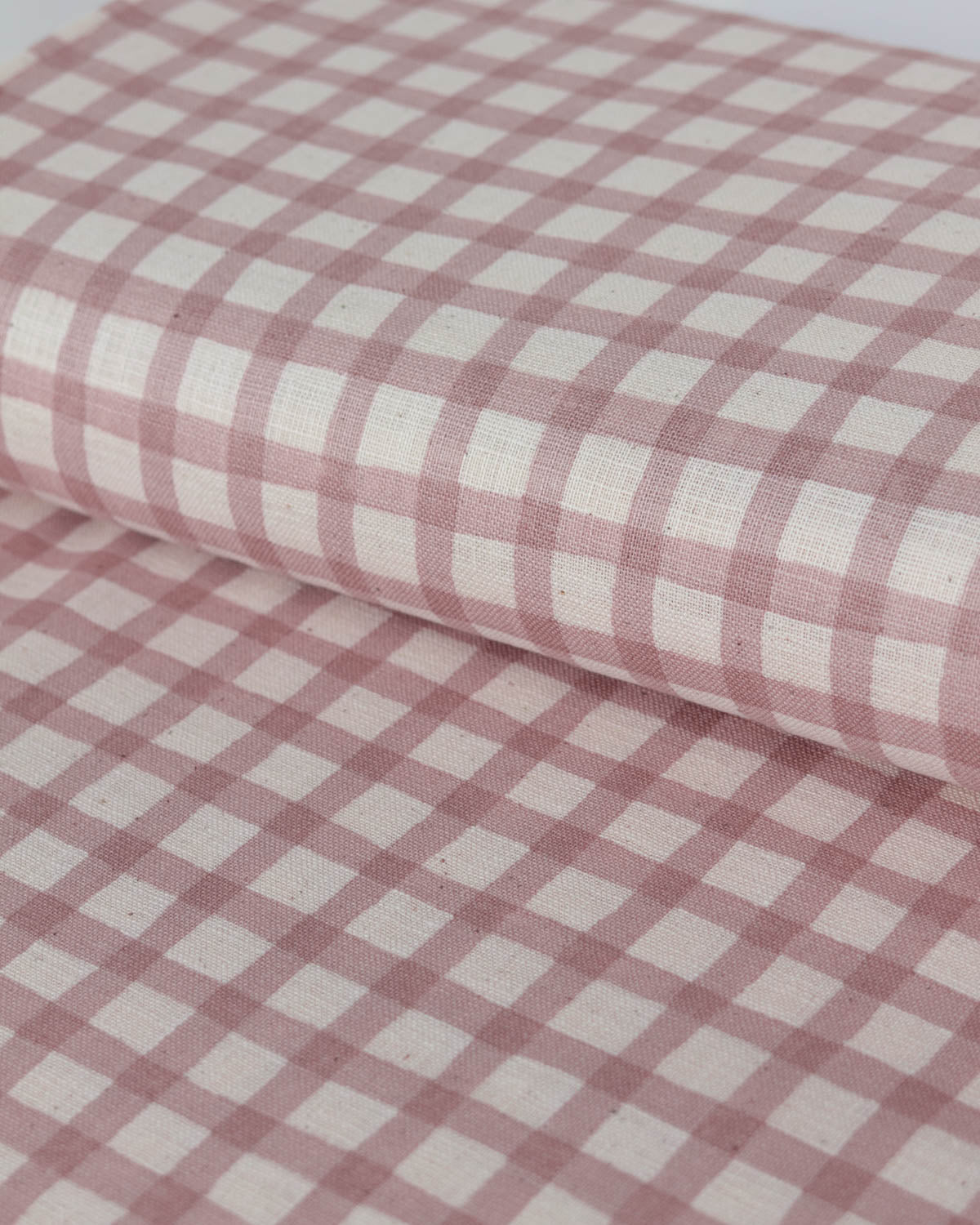 Japanese Linen Look Cotton Fabric – Freehand Check Quartz