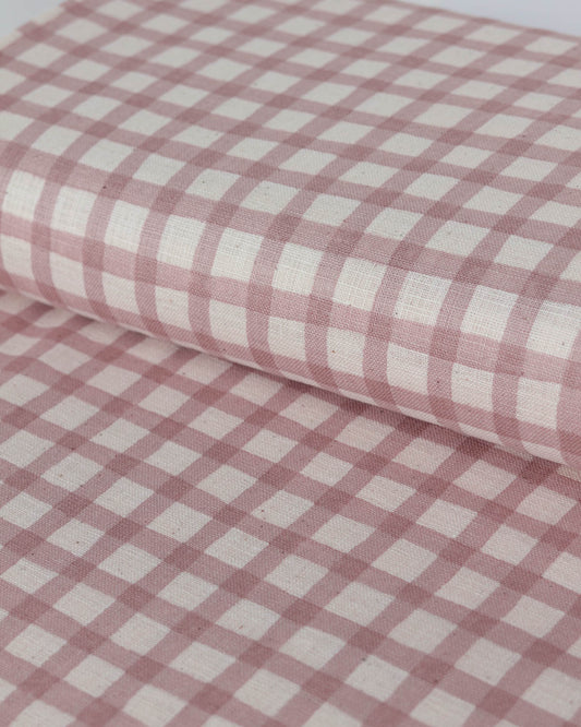 Japanese Linen Look Cotton Fabric – Freehand Check Quartz