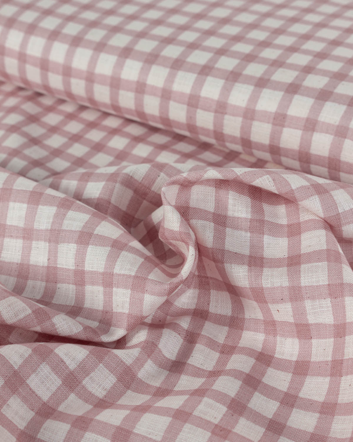 Japanese Linen Look Cotton Fabric – Freehand Check Quartz