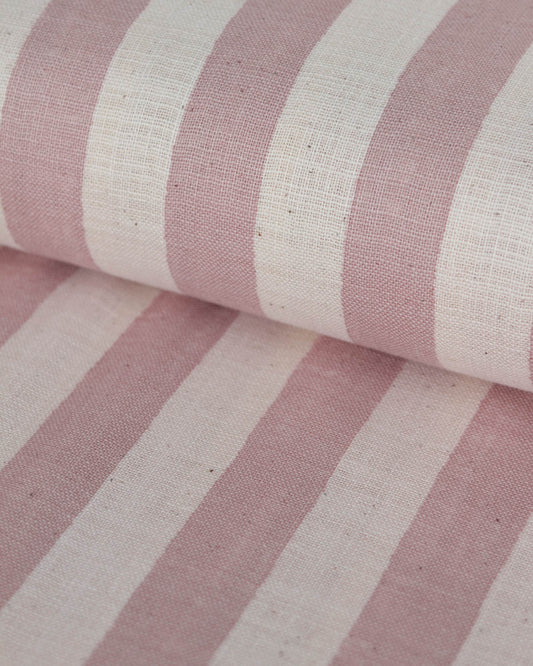 Japanese Linen Look Cotton Fabric – Freehand Stripe Quartz