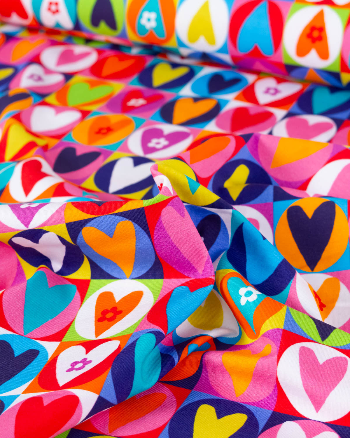 Avalana Cotton Jersey Fabric - Heart Arcade