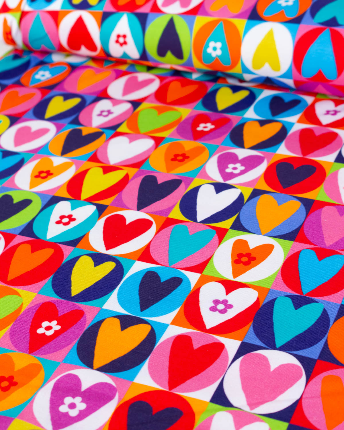 Avalana Cotton Jersey Fabric - Heart Arcade