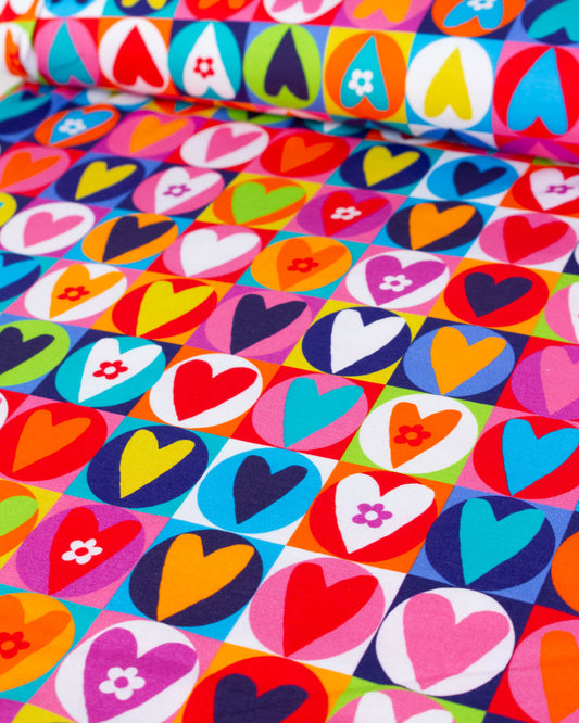Avalana Cotton Jersey Fabric - Heart Arcade