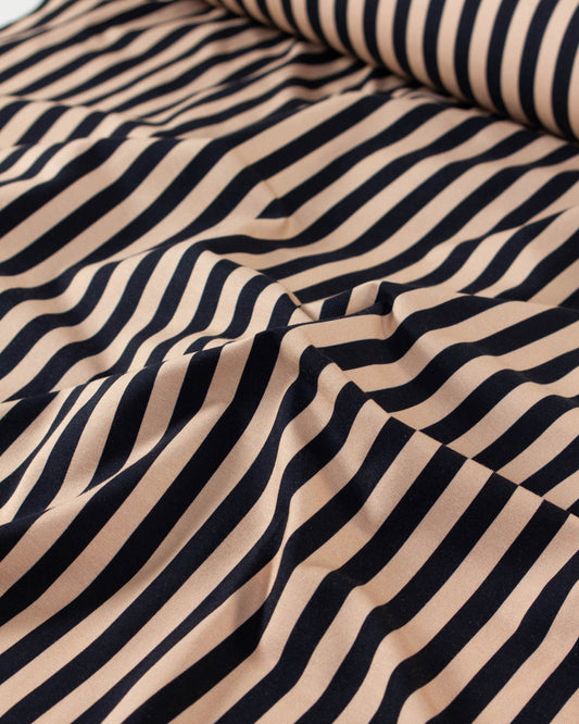Avalana Cotton Jersey Fabric - Café Stripe
