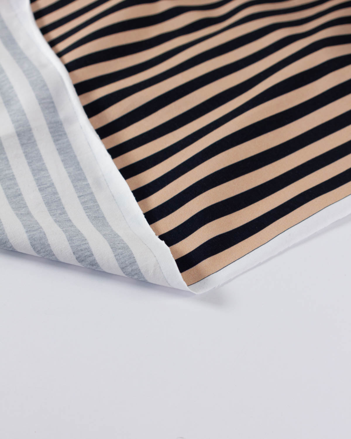 Avalana Cotton Jersey Fabric - Café Stripe