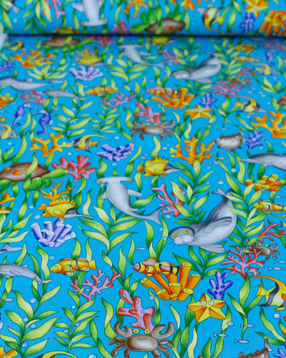 Cotton Poplin Fabric - Under The Sea