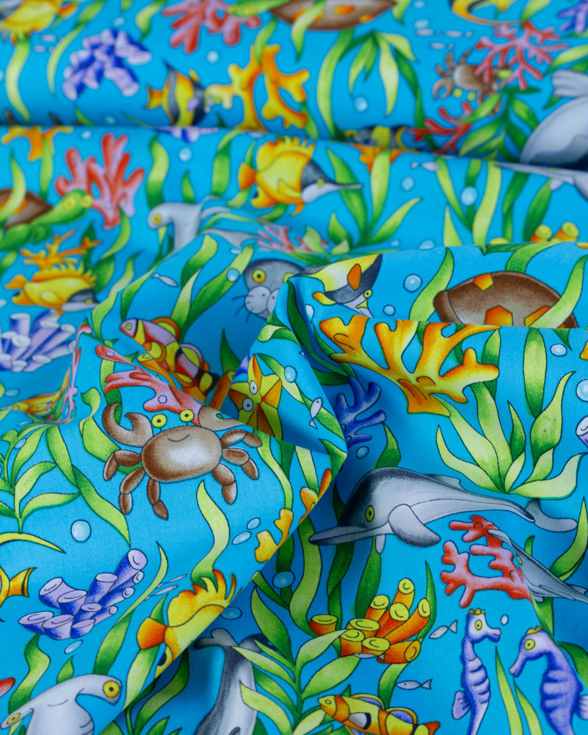 Cotton Poplin Fabric - Under The Sea