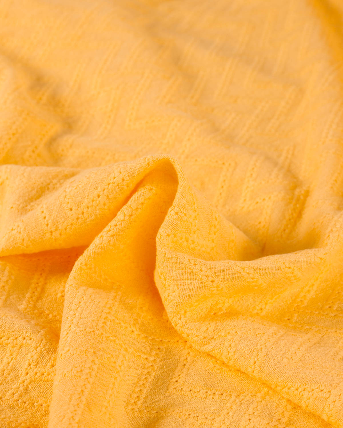 Cotton Gauze Broderie Anglaise Fabric - Sunflower