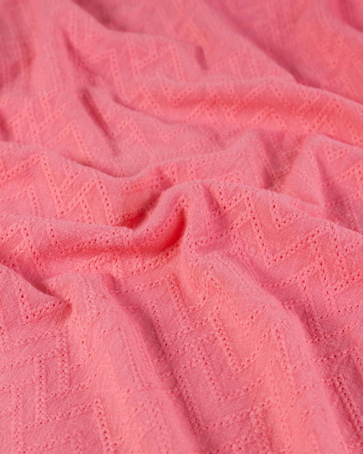 Cotton Gauze Broderie Anglaise Fabric - Lychee