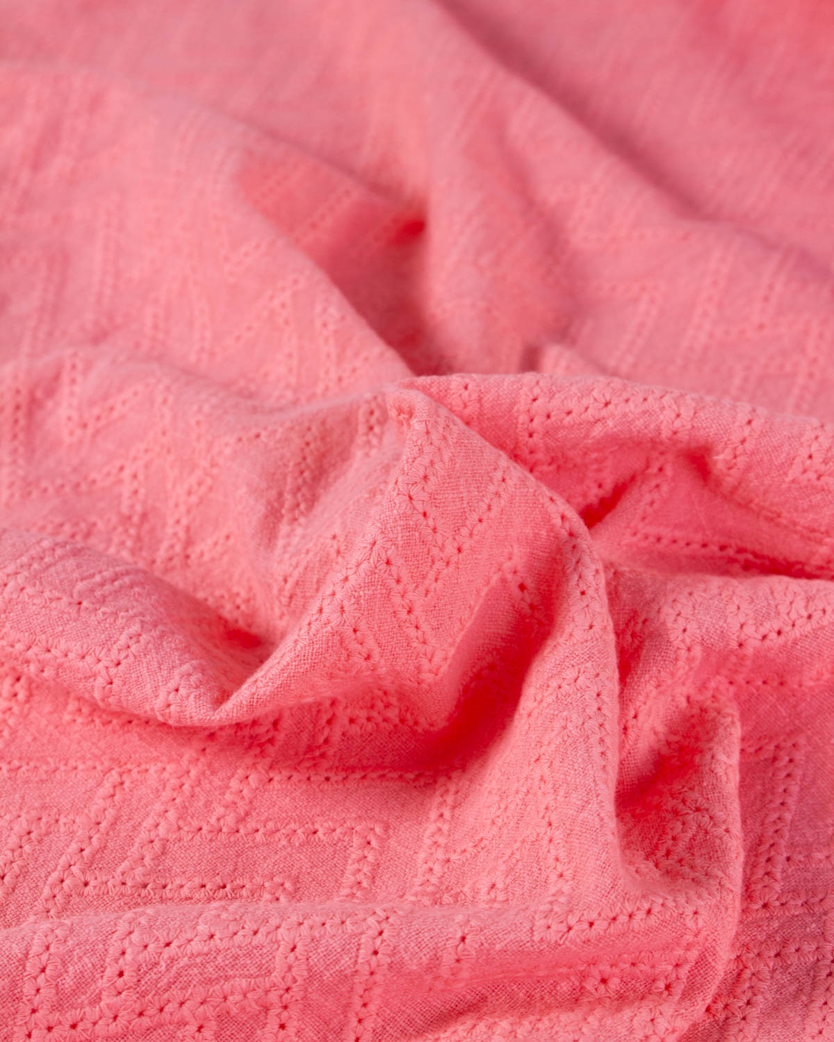 Cotton Gauze Broderie Anglaise Fabric - Lychee