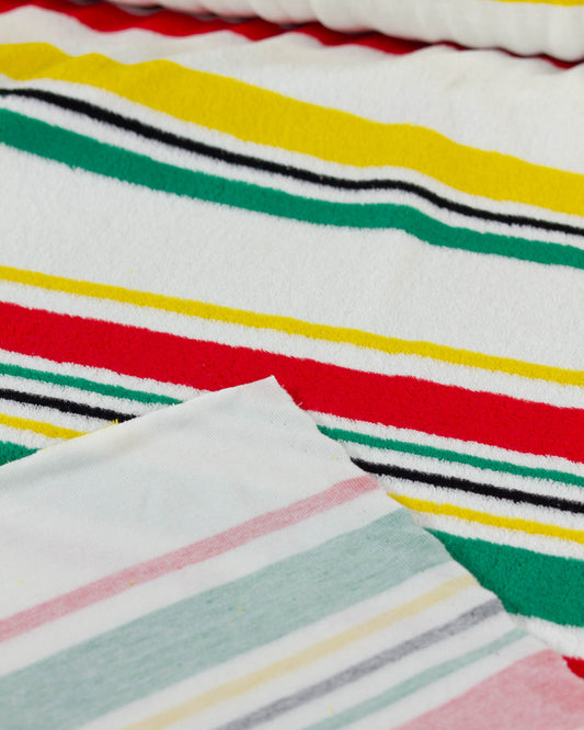 100% Cotton Jersey Towelling Fabric - Island Stripe