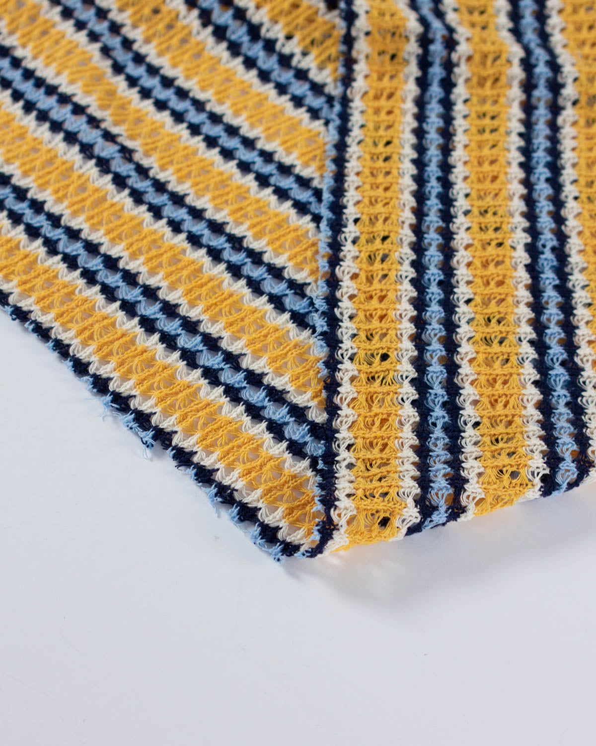 Cotton Blend Lace Rib Knit - Seaside Stripe