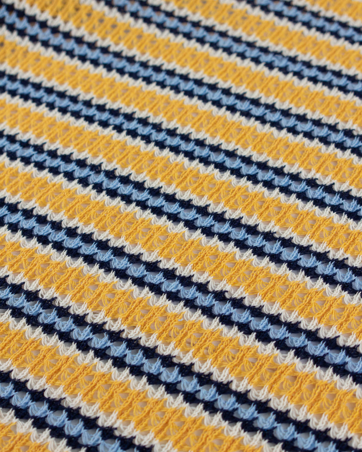 Cotton Blend Lace Rib Knit - Seaside Stripe