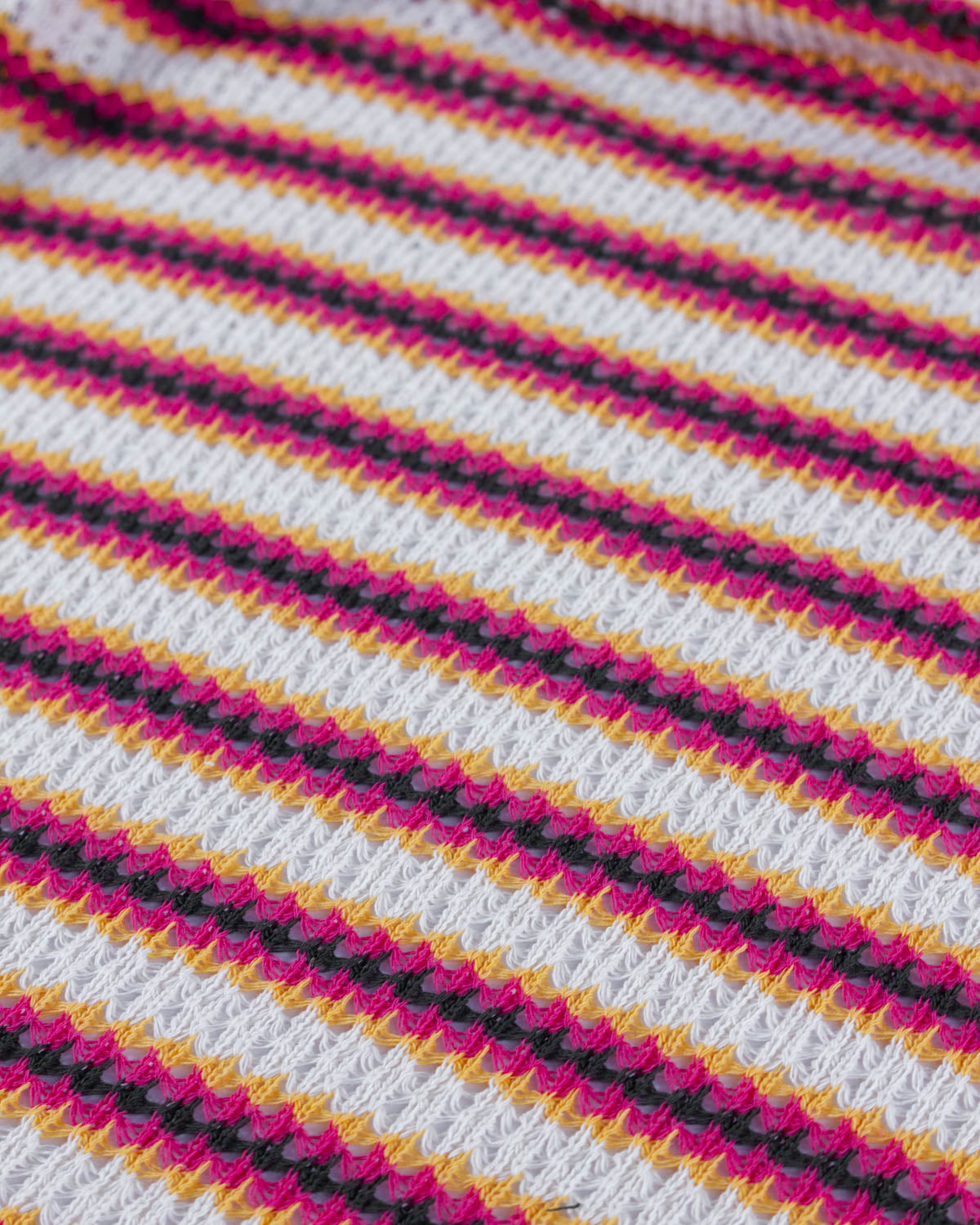Cotton Blend Lace Rib Knit - Sunset Stripe