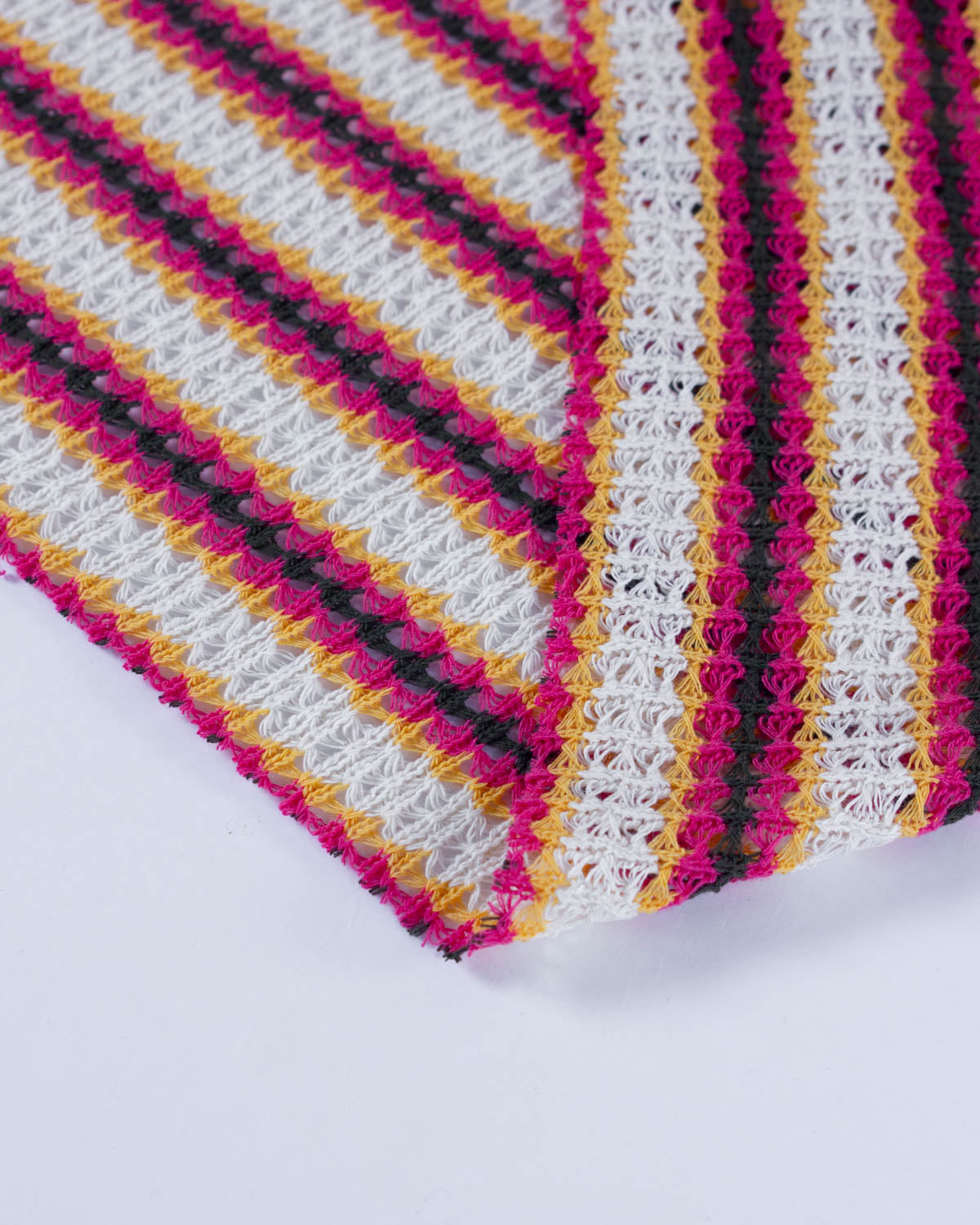 Cotton Blend Lace Rib Knit - Sunset Stripe