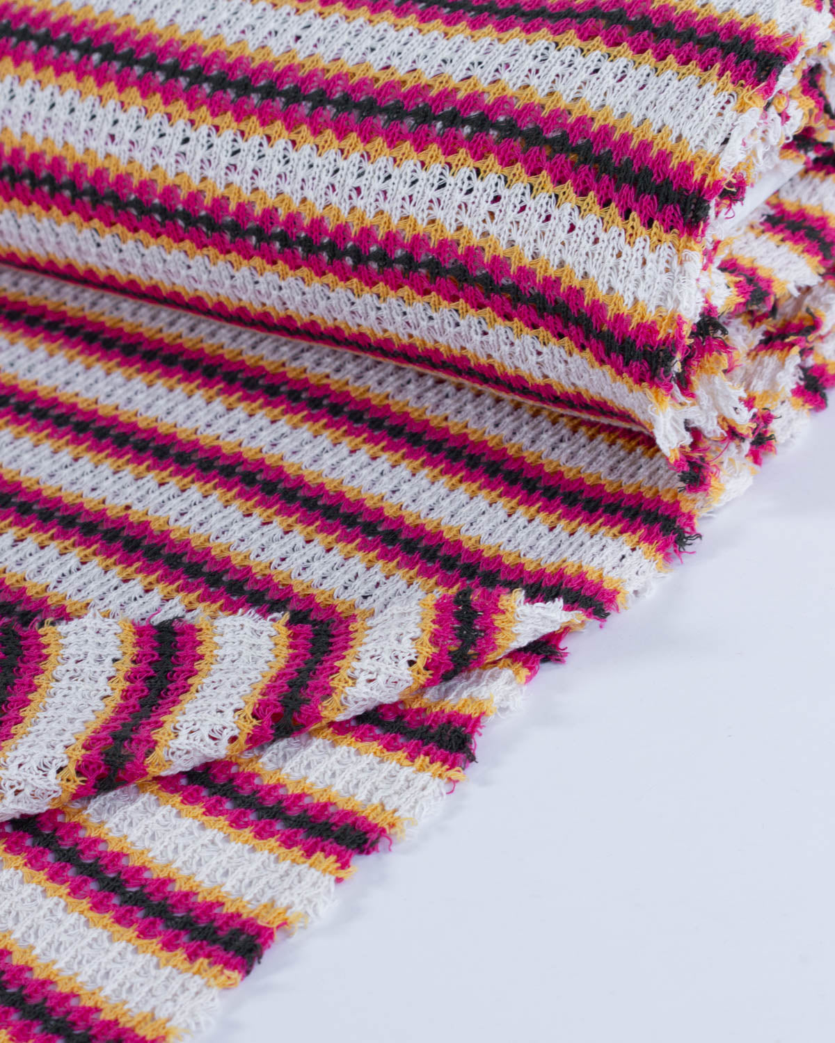 Cotton Blend Lace Rib Knit - Sunset Stripe
