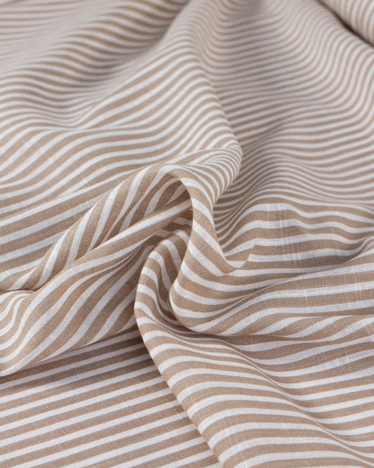 Cotton Gauze Fabric - Latte Stripe