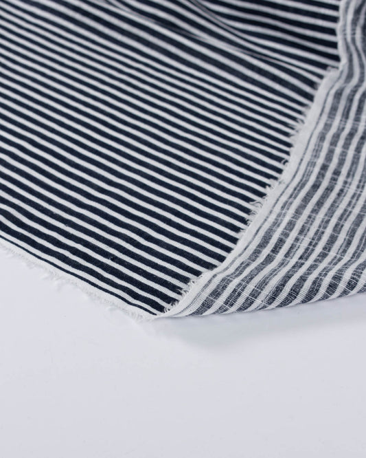 Cotton Gauze Fabric - Navy Stripe