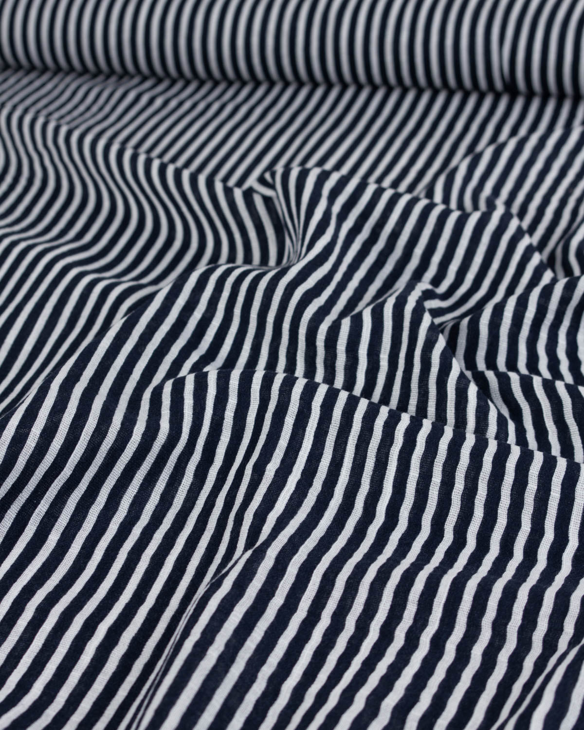 Cotton Gauze Fabric - Navy Stripe