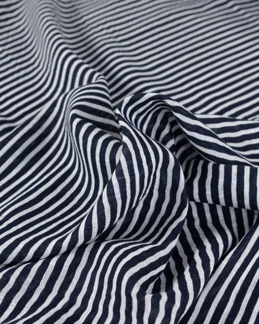 Cotton Gauze Fabric - Navy Stripe