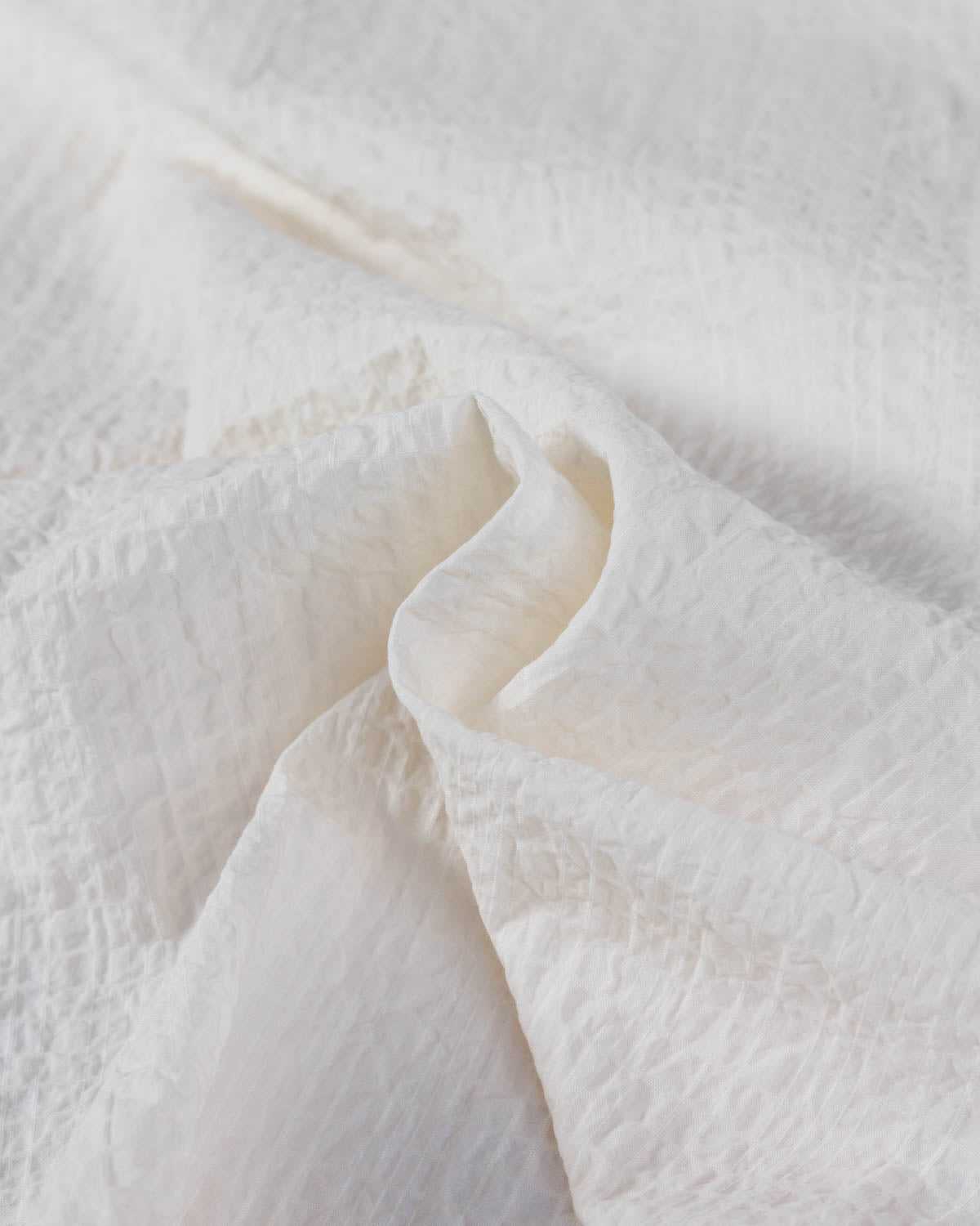 Cotton Seersucker Ripstop Fabric - Pearl Grid