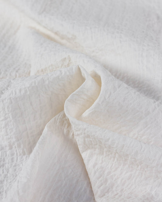 Cotton Seersucker Ripstop Fabric - Pearl Grid