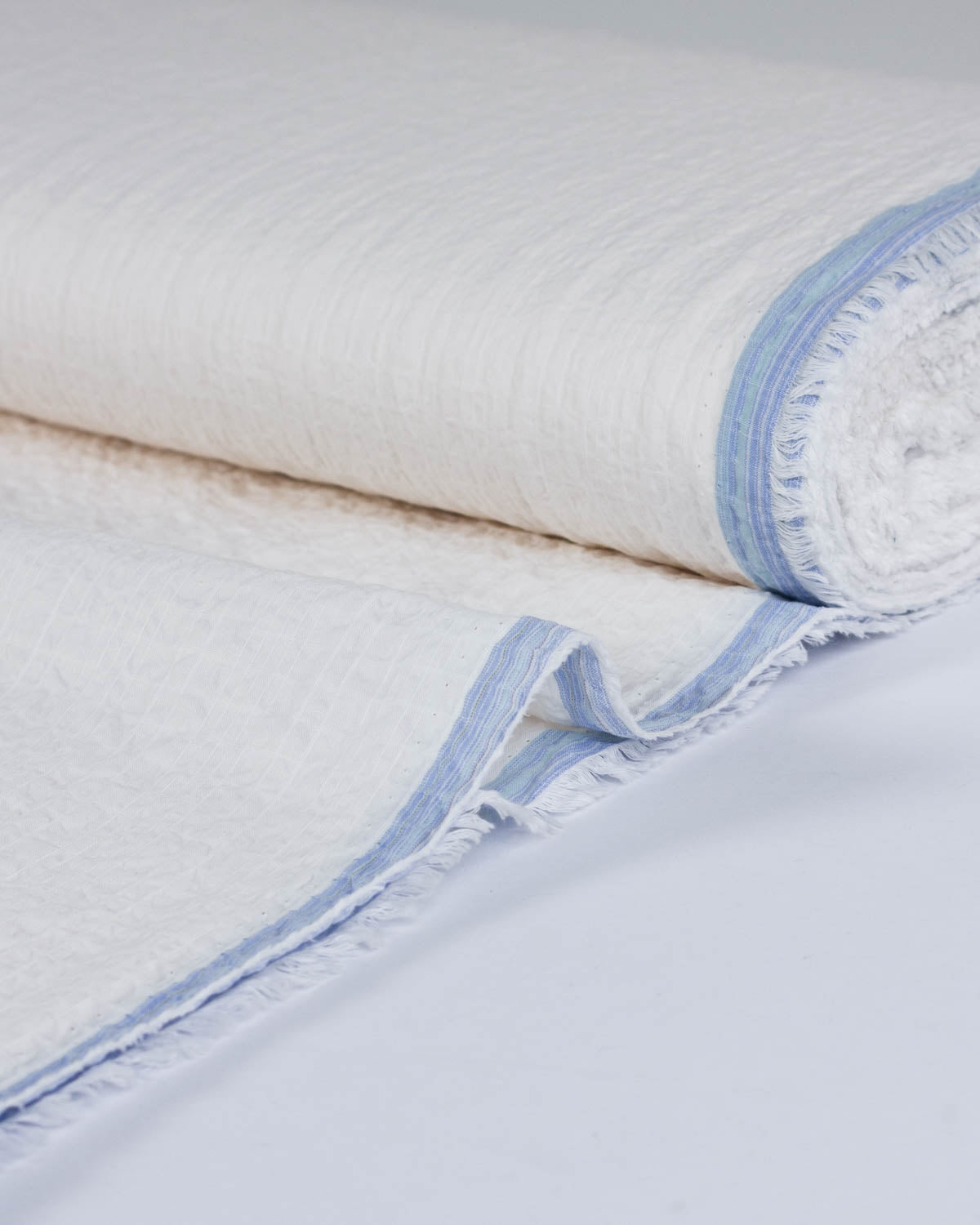 Cotton Seersucker Ripstop Fabric - Pearl Grid