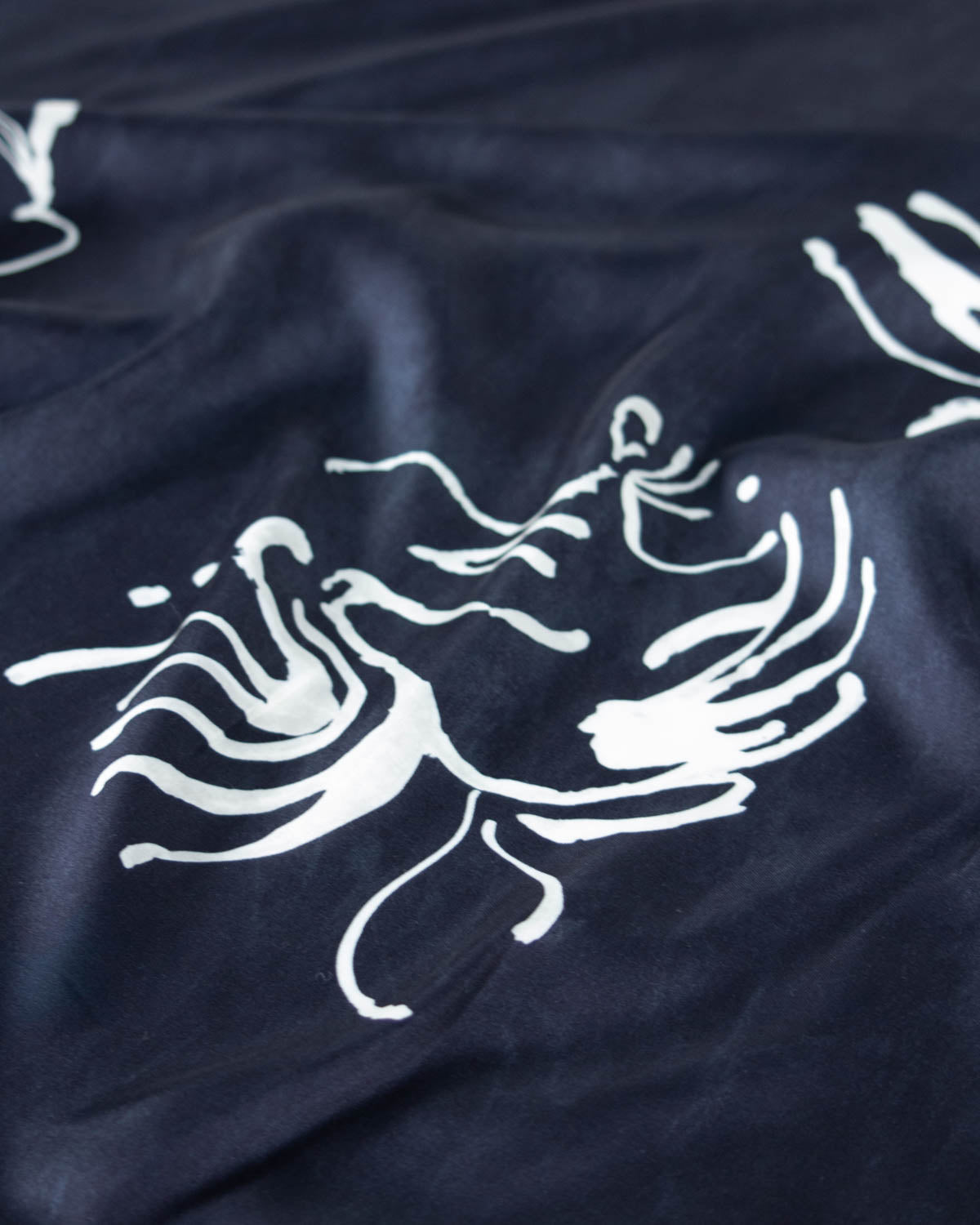 Viscose Satin Fabric - Indigo Ink