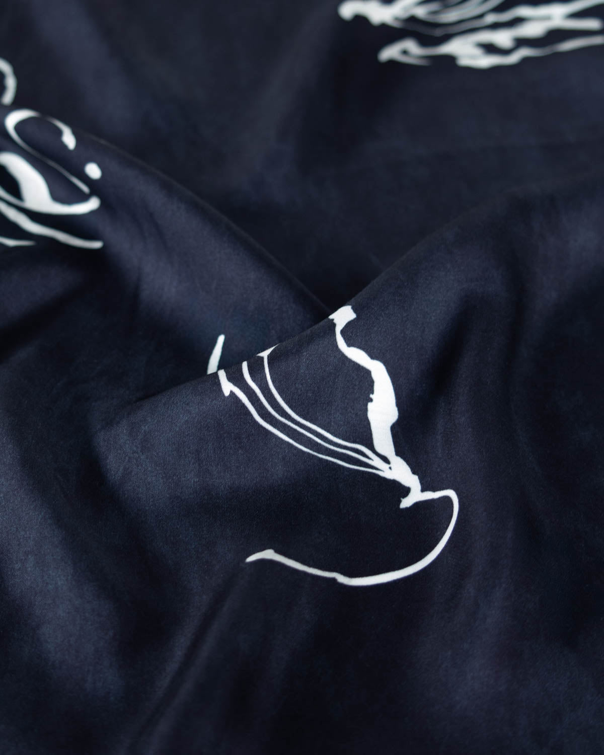 Viscose Satin Fabric - Indigo Ink