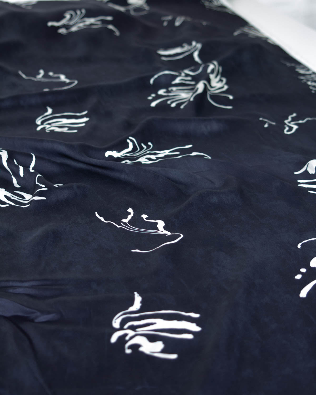 Viscose Satin Fabric - Indigo Ink