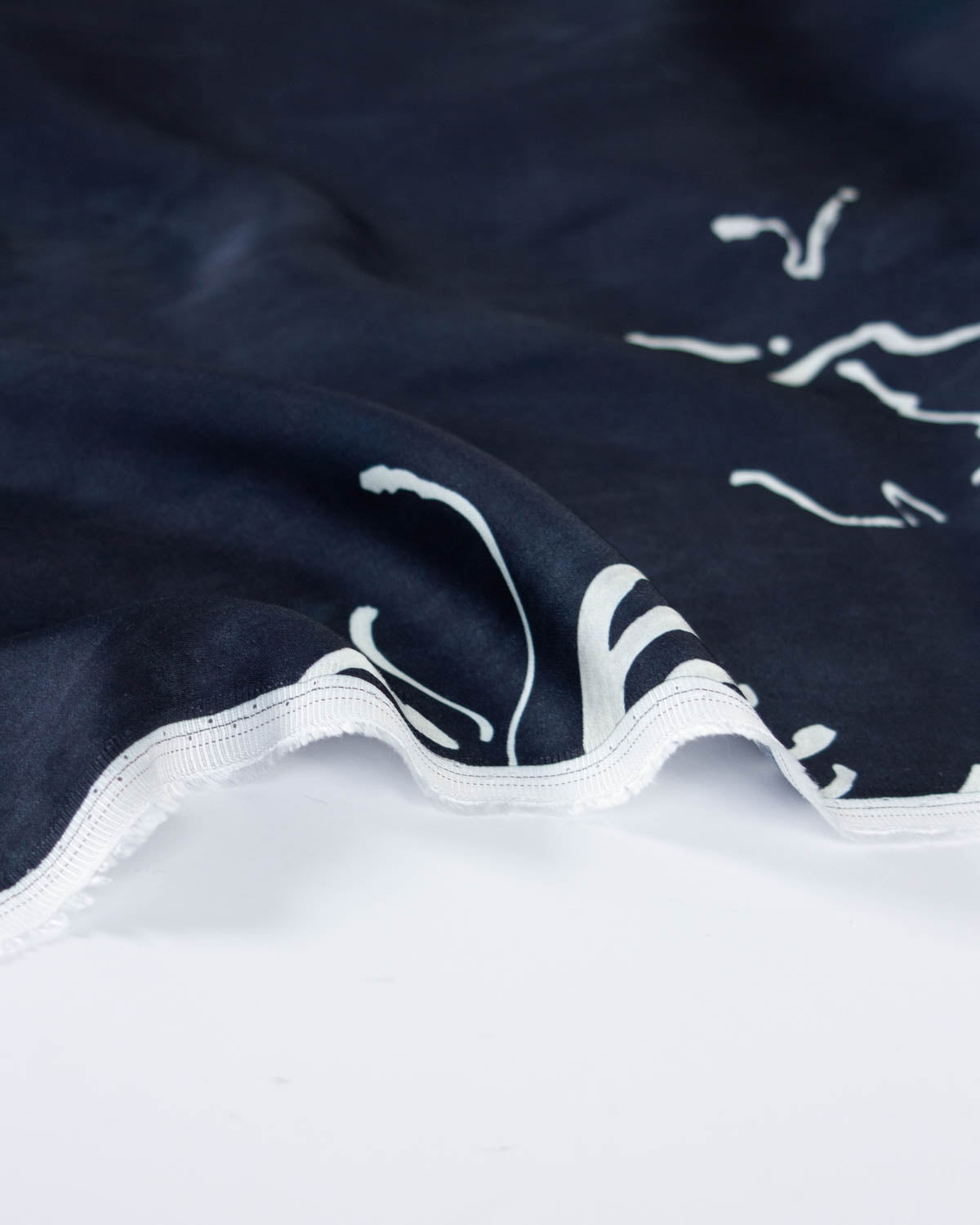 Viscose Satin Fabric - Indigo Ink