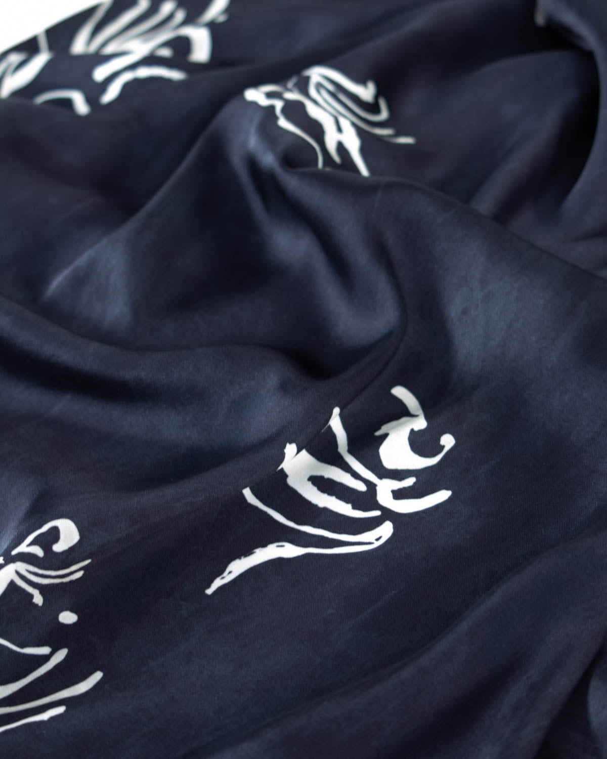 Viscose Satin Fabric - Indigo Ink