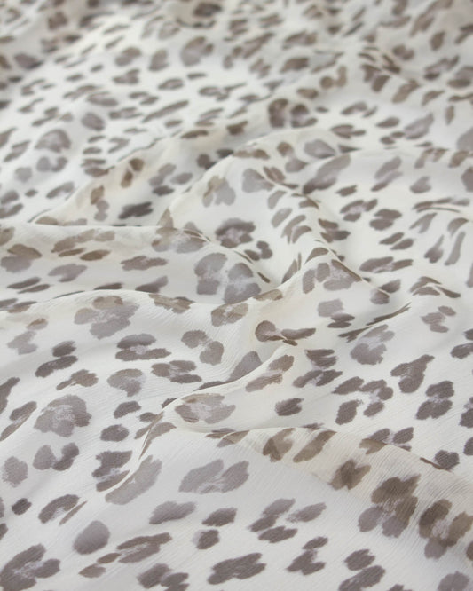 100% Silk Chiffon Fabric - Vintage Leopard