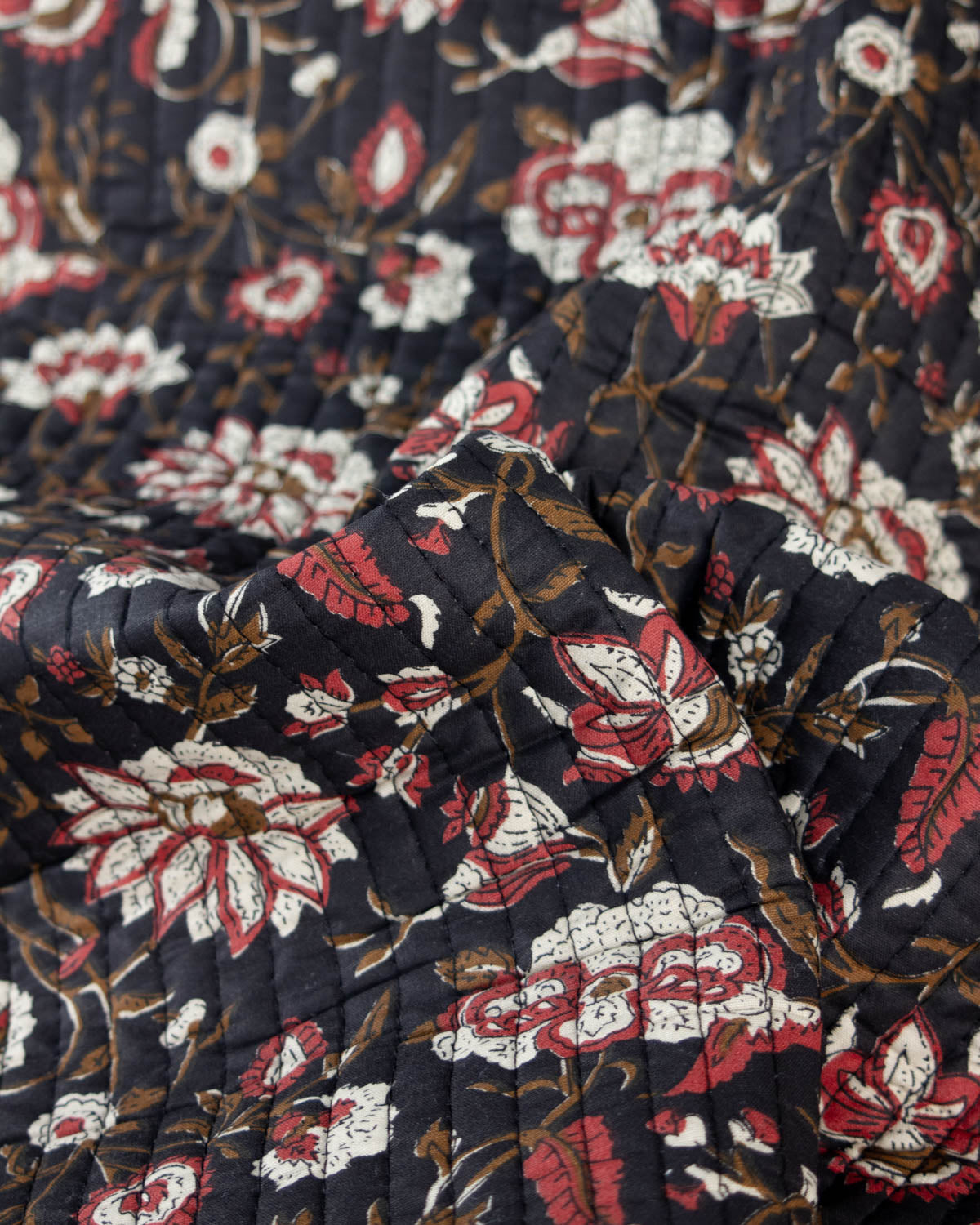 Reversible Quilted Cotton Fabric - Jaipur Midnight