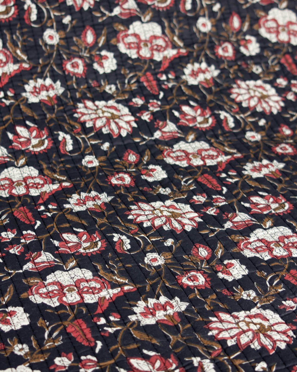 Reversible Quilted Cotton Fabric - Jaipur Midnight
