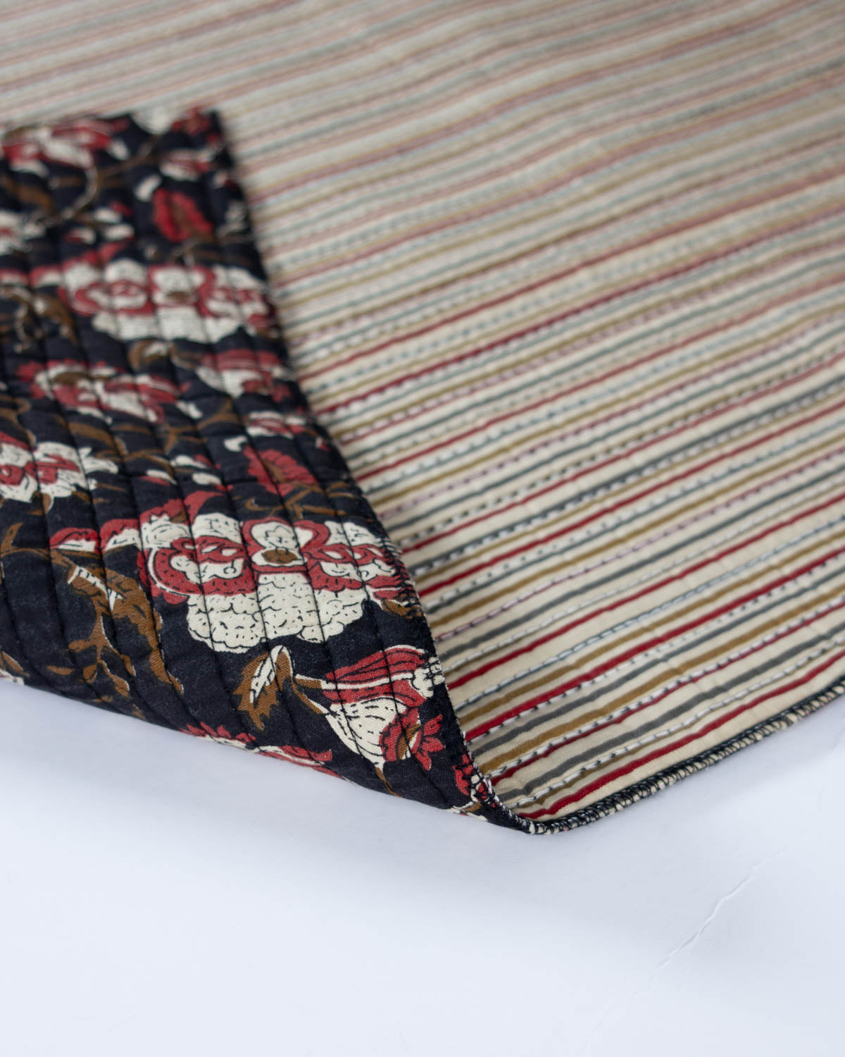 Reversible Quilted Cotton Fabric - Jaipur Midnight