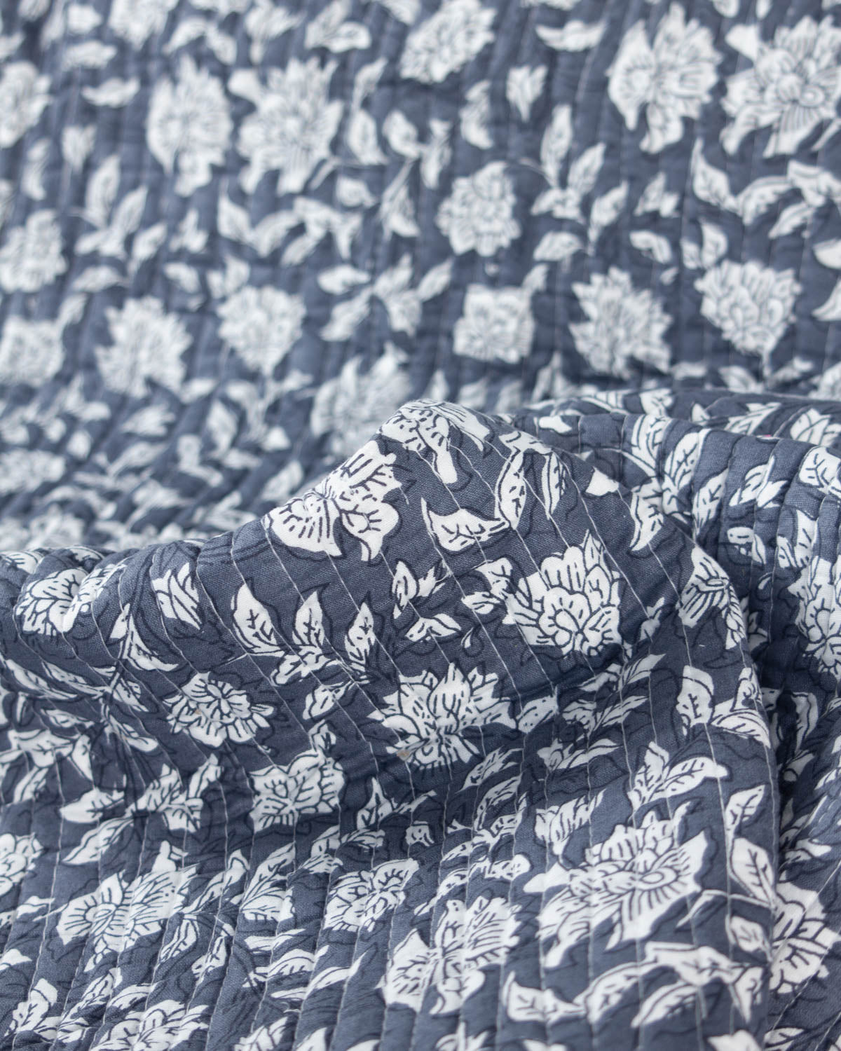 Reversible Quilted Cotton Fabric - Jaipur Willow
