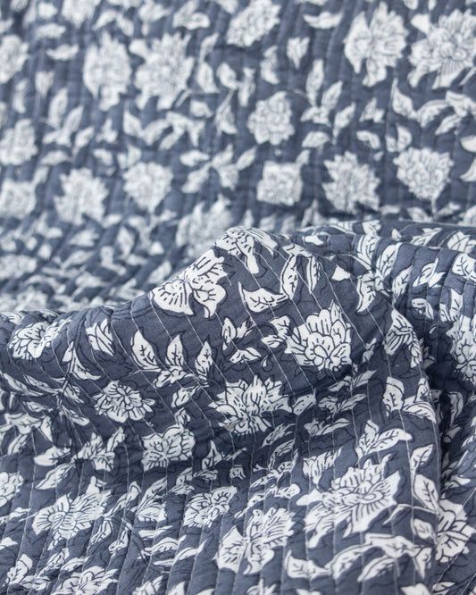 Reversible Quilted Cotton Fabric - Jaipur Willow