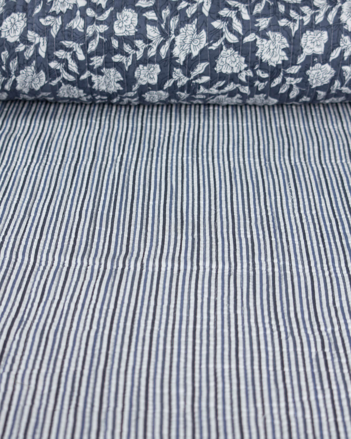 Reversible Quilted Cotton Fabric - Jaipur Willow