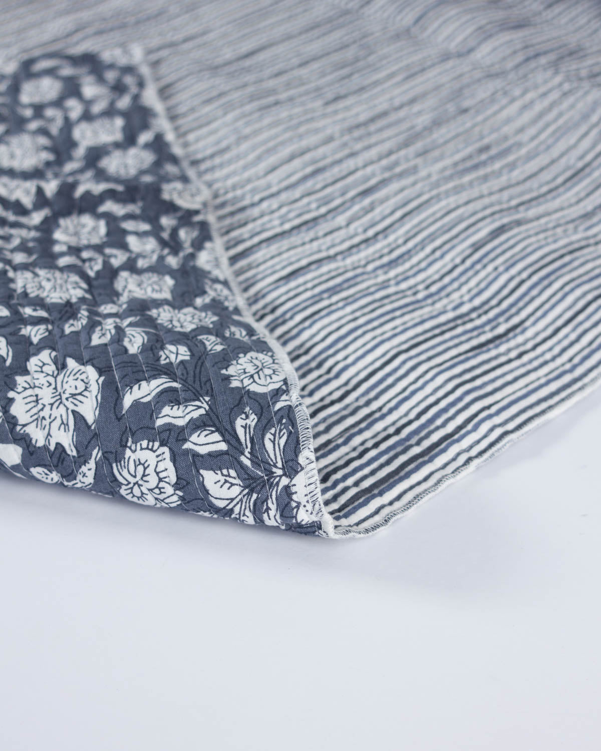 Reversible Quilted Cotton Fabric - Jaipur Willow