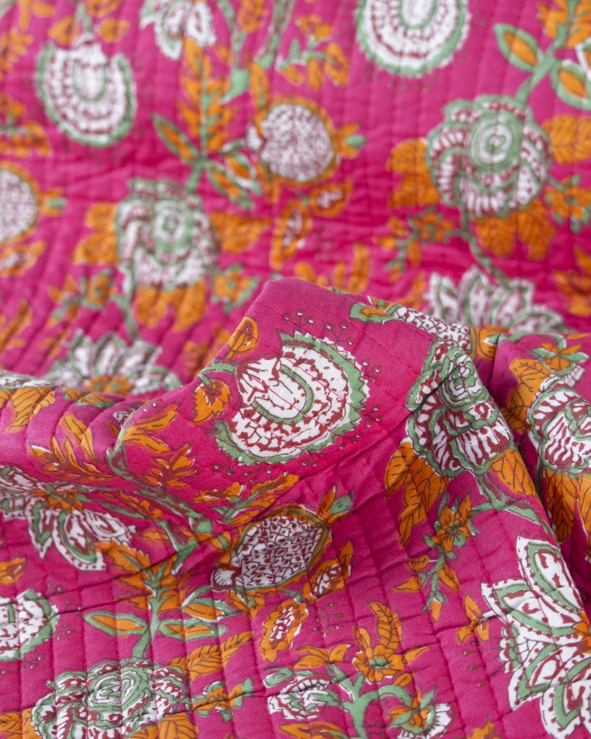 Reversible Quilted Cotton Fabric – Agra Garden