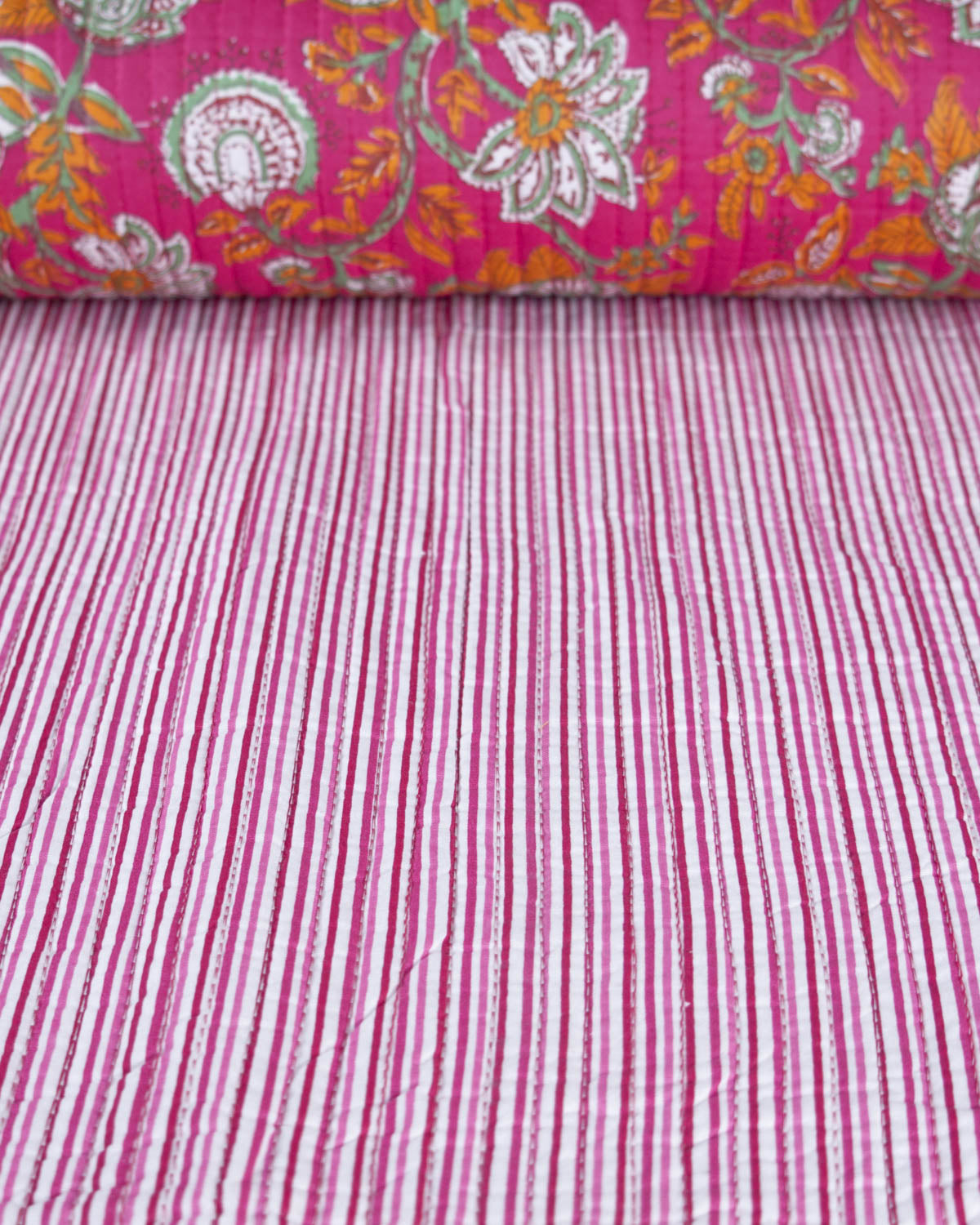 Reversible Quilted Cotton Fabric – Agra Garden