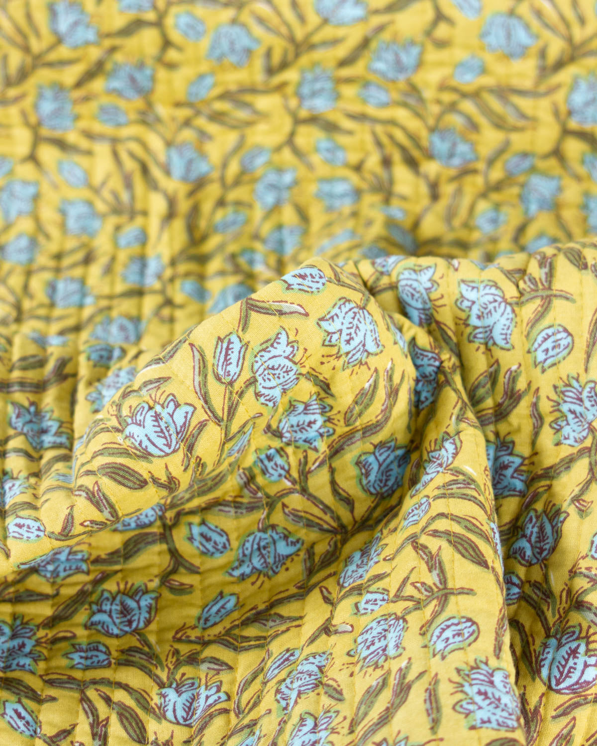 Reversible Quilted Cotton Fabric - Jaipur Marigold