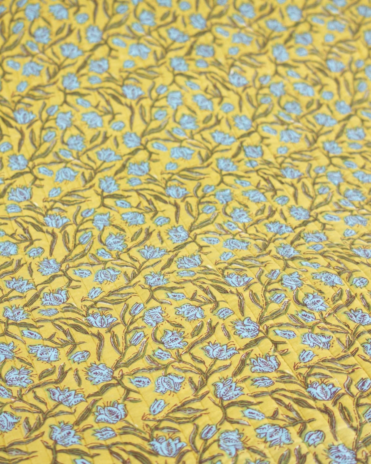 Reversible Quilted Cotton Fabric - Jaipur Marigold