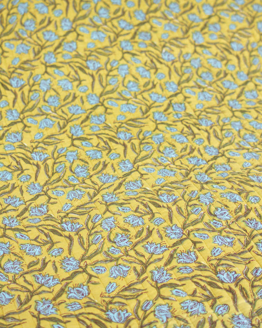Reversible Quilted Cotton Fabric - Jaipur Marigold