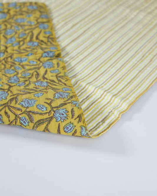 Reversible Quilted Cotton Fabric - Jaipur Marigold