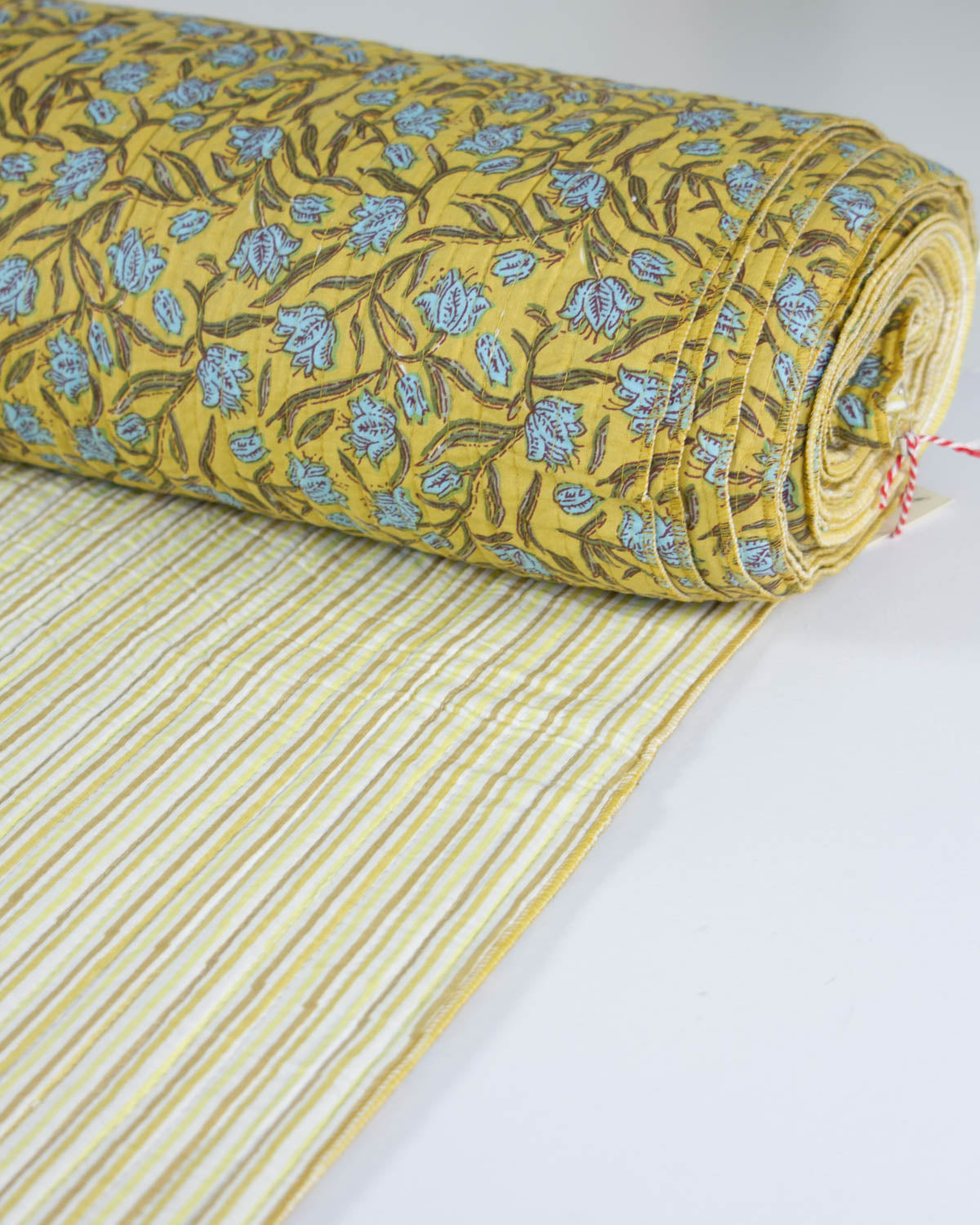 Reversible Quilted Cotton Fabric - Jaipur Marigold