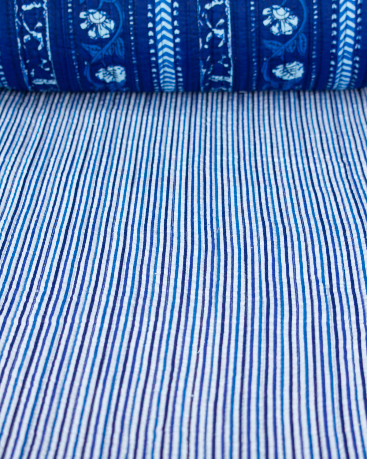 Reversible Quilted Cotton Fabric - Monsoon Vine